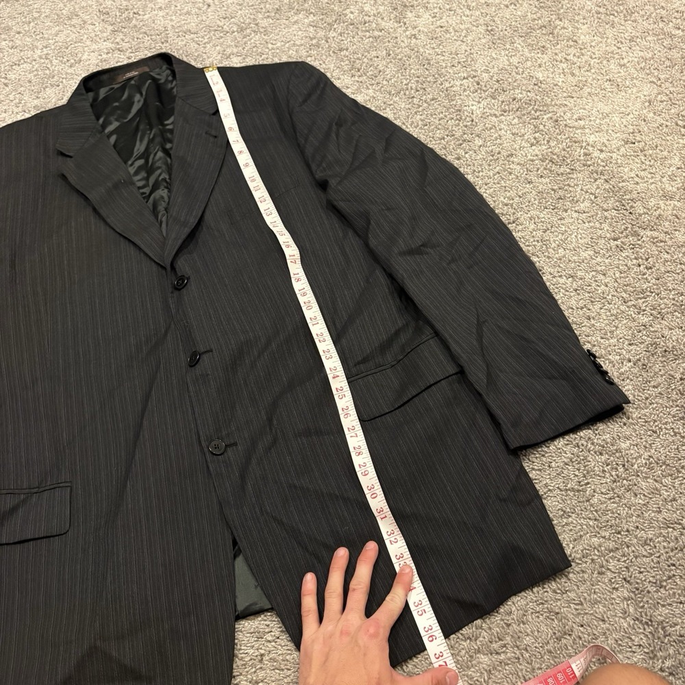 Joseph Abboud 2 Piece Suit Mens 48XL 42X32 Black 3 Button Wool Pinstripe 2 Pc - Picture 4 of 16